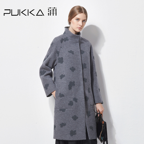 Pukka蒲牌毛呢外套女原创设计大码女装秋冬装女2018新款商品大图