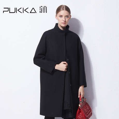 Pukka蒲牌毛呢外套女原创设计大码女装秋冬装女2018新款商品大图