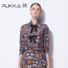 Pukka蒲牌真丝棉印花衬衫女原创设计女装秋冬装女2018新款图片