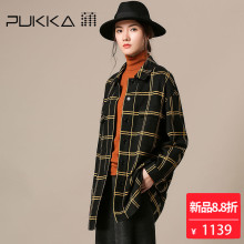 Pukka蒲牌格纹羊毛呢短外套女原创设计女装秋冬装女2018新款图片