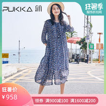 蒲牌真丝连衣裙夏装2019新款女桑蚕丝宽松高腰沙滩裙 海边度假图片