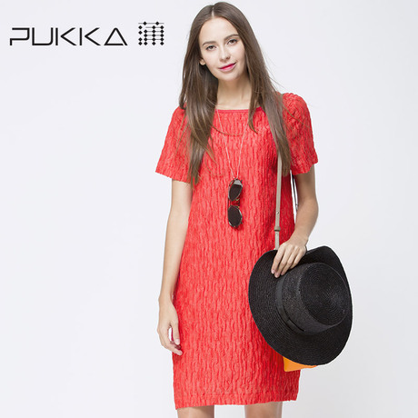 Pukka/蒲牌2018夏装新款商场同款原创设计女装真丝亚麻连衣裙商品大图