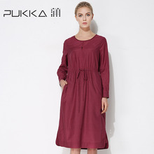 Pukka/蒲牌2018春装新款商场同款原创设计女装真丝棉印花连衣裙图片