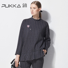 Pukka蒲牌羊毛棉毛呢套头短外套女原创设计大码女装2018秋装新款图片