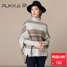 Pukka蒲牌高领羊毛针织衫女原创设计大码女装秋冬装女2018新款图片