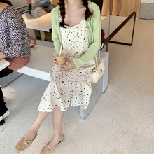 自制显白米色点点甜美前后穿吊带连衣裙韩国新款 q0405 YUKI小树家