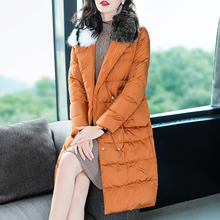 隆缘裳过膝羽绒外套2018冬季新款中长款保暖貂毛领外套女5215图片