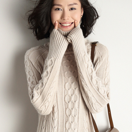 隆缘裳中长款针织裙2018冬新款韩版慵懒素色连衣裙女5556商品大图