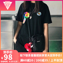 T恤潮 休闲纯色打底衫 男女情侣装 TRUNKS村上隆太阳花刺绣纯棉短袖