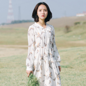 复古港味收腰中长款连衣裙