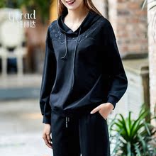 娅丽达女装卫衣女连帽2018新款长袖韩版宽松时尚套头字母外套上衣图片