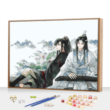 数字油彩画diy挂画减压手工涂色手绘填充自绘油画水彩颜料装饰画