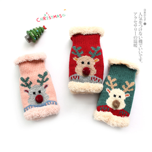 毛线小鹿半指手套  