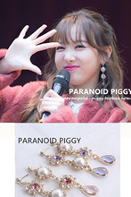 PARANOID 少女粉紫钻925银针耳坠 韩团twice娜琏日常百搭 耳夹