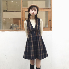 秋装 学院风英伦格子复古韩版 潮甜美连衣裙萌中长款 裙子 女2018新款