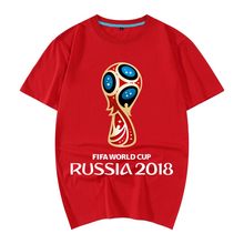 欧美风潮流2018俄罗斯世界杯扎比瓦卡吉祥物印花短袖T恤纯棉衣服