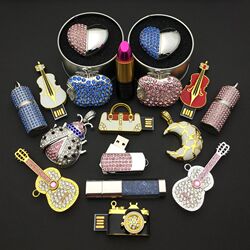 时尚水晶u盘64g车载创意个性卡通刻字可爱学生定制优盘64gb迷你