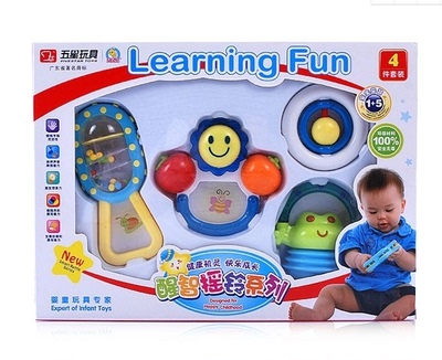 五星玩具37470婴儿醒智摇铃玩具礼盒床上手拍铃生日礼品