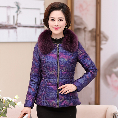 2017新款韩版大码女装修身棉服妈妈装中年拉链棉衣女外套上衣商品大图