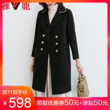 yaloo/雅鹿秋冬毛呢外套女中长款韩版2018新款赫本风双面呢子大衣图片