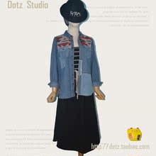 【Dotz Studio】日本原单简约百搭后背针织拼接牛仔补丁衬衫外套