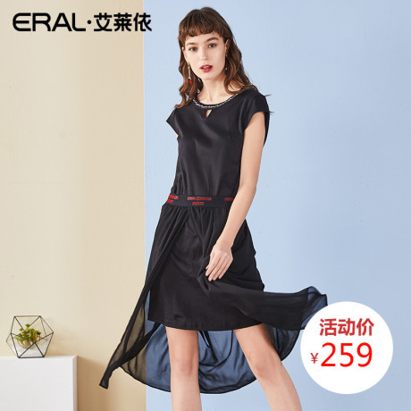 ERAL/艾莱依夏装2018新款女装气质连衣裙女韩版无袖性感小黑裙子商品大图