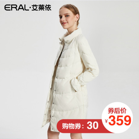 ERAL/艾莱依宽松立领羽绒服女中长款腰带收腰优雅外套16238-FDAB商品大图