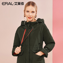 ERAL/艾莱依2018新款羽绒服女中长款韩版加厚连帽大衣617105003图片