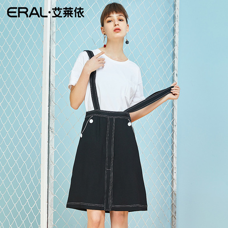 【门店直发】ERAL/艾莱依商场同款背带裙女夏2018新款休闲半身裙商品大图