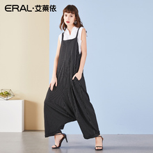 背带阔腿裤 2018夏装 高腰宽松吊带连体裤 女装 艾莱依官方旗舰店正品