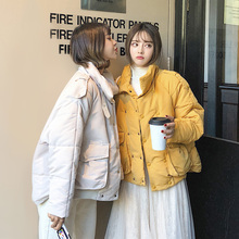 棉服女短款2018新款女装韩版时尚百搭宽松面包服女bf学生图片