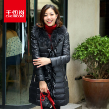 千仞岗品牌羽绒服女中长款加厚修身外套韩版连帽冬装羽绒衣1768图片