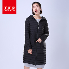 千仞岗2017新款冬季韩版连帽中长款羽绒服女保暖上衣女潮219035图片
