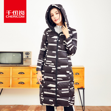 千仞岗女式长款带帽羽绒服2018秋冬新款女两面穿休闲厚外套229112商品大图