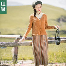 红念长袖针织衫开衫女短款秋装女2018新款文艺复古毛衣外套女上衣图片