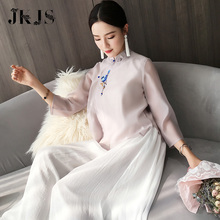 汉服夏装女旗袍改良唐装中国风女装禅意茶艺民国服装复古盘扣上衣图片