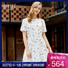 FINITY春夏款女印花桑蚕丝连衣裙真丝复古裙子女图片