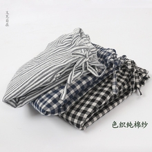 男女长裤 森系格子睡裤 空调裤 春秋夏纯棉全棉条纹简约居家裤 薄无印