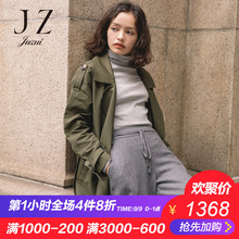 JUZUI/玖姿旗舰店2018秋装新款时尚双排扣中长款风衣女腰带款图片