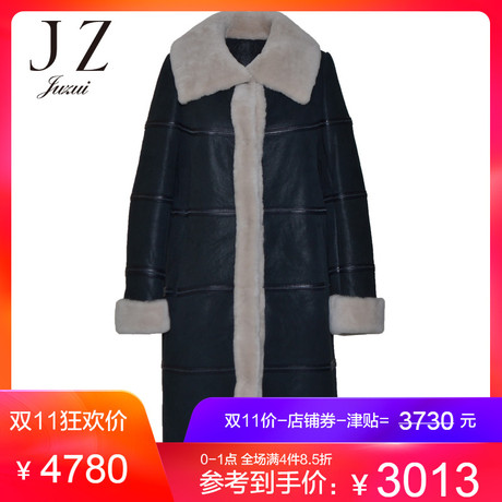 预售 玖姿旗舰店2018冬装新款皮草皮毛一体羊剪绒中长大衣女商品大图