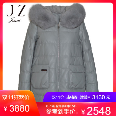 预售 JUZUI/玖姿旗舰店2018冬装新款大毛领皮衣羽绒服女商品大图