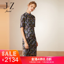 JUZUI/玖姿旗舰店2018秋装新款花卉绣花中长款旗袍礼服连衣裙图片