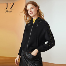JUZUI/玖姿旗舰店2018冬季新款羊毛双面呢棒球服开衫外套短款图片