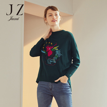 JUZUI/玖姿旗舰店2018秋新款羊毛动物针织绣花半高领毛衣女图片