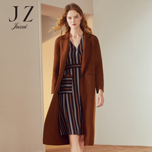 JUZUI/玖姿旗舰店2018冬装新款西装领羊毛双面呢中长款大衣女图片