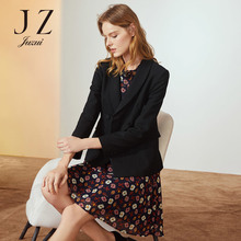 JUZUI/玖姿旗舰店2018冬装职业羊毛混纺黑色OL风小西装外套女图片