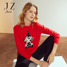 JUZUI/玖姿旗舰店2018冬装新款时尚动物针织羊毛衫套头毛衣女图片