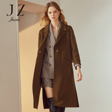 JUZUI/玖姿女装2018新款西装领双面呢中长款羊毛大衣女毛呢外套图片
