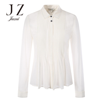 JUZUI/玖姿旗舰店女装2018秋装新款压褶桑蚕丝上衣白衬衫女图片