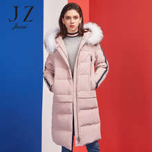JUZUI/玖姿旗舰店2018冬装新款貉子大毛领可拆卸长款羽绒服女图片